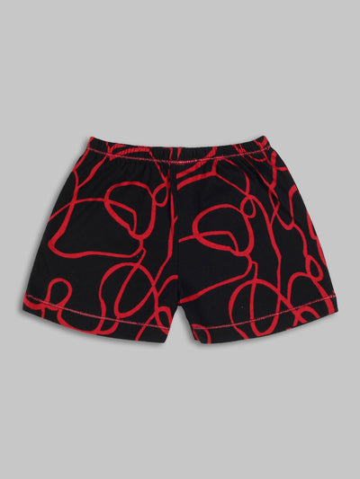 Kids Red Wavy Printed Shorts