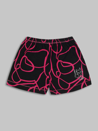 Kids Pink Wavy Printed Shorts