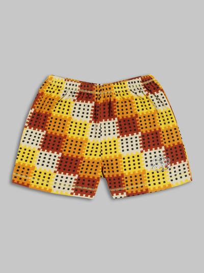 Kids Yellow Metro Checks Shorts