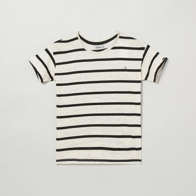 Kids Black Striped Cotton T Shirt