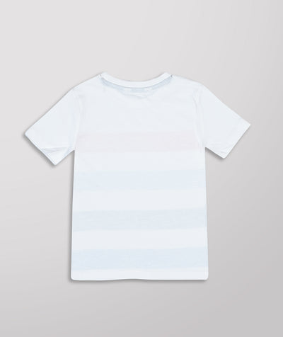 Kids White Striped Cotton T-Shirt