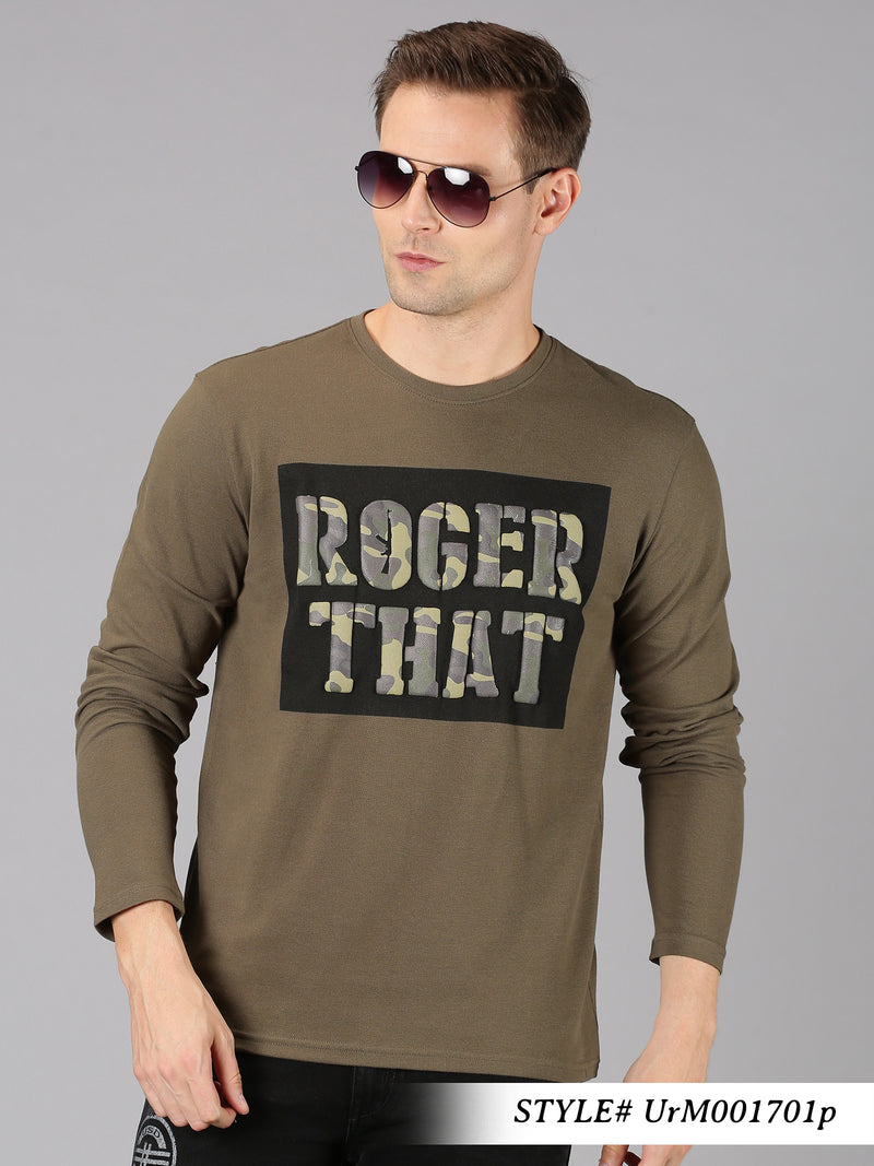 Men Green Printed Casual Round Neck T-Shirt