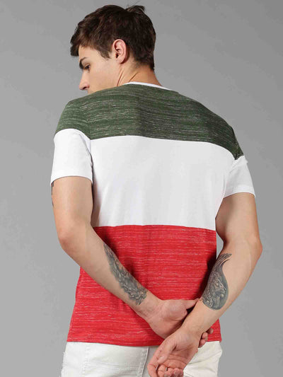Men MultiColor ColorBlock  Round Neck T-Shirt