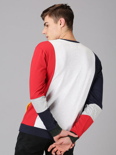 Men  MultiColor Color Block Round Neck Sweatshirt