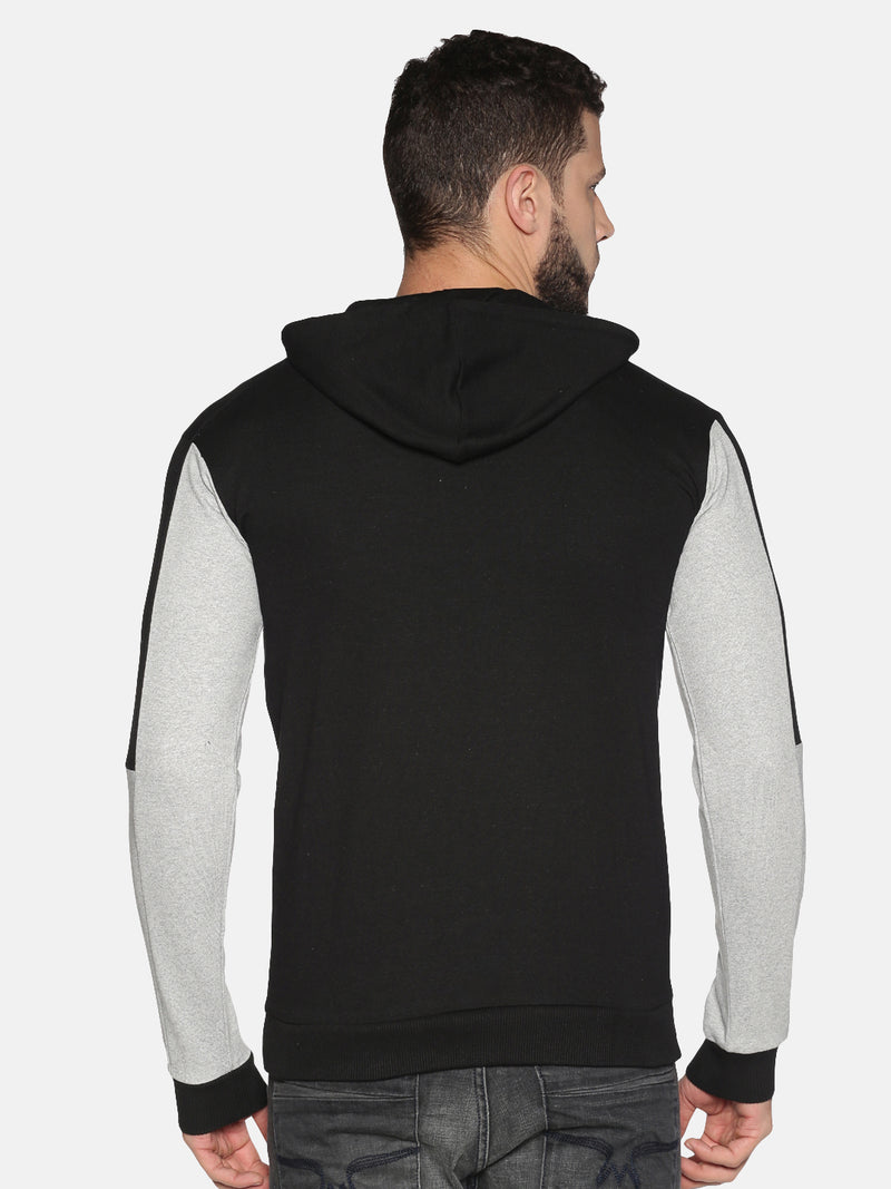 Men Black Printed Hooded Neck Sweatshirt