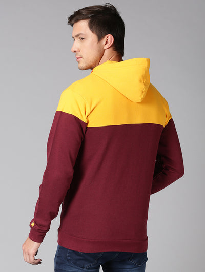 Men Multicolor Colourblock Hooded Neck Sweatshirt