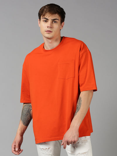 UrGear Solid Men Round Neck Orange T-Shirt