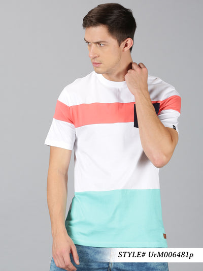 Men MultiColor ColorBlock Round Neck T-Shirt