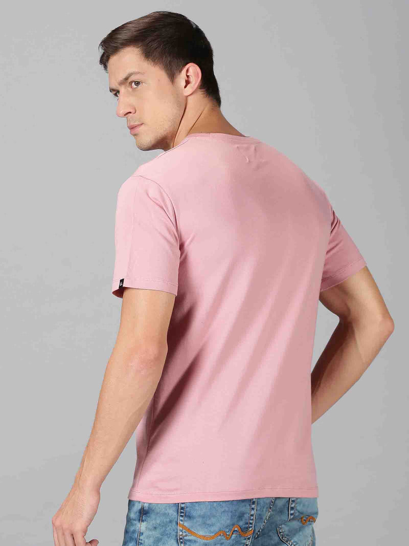 Men Pink Printed Round Neck T-Shirt