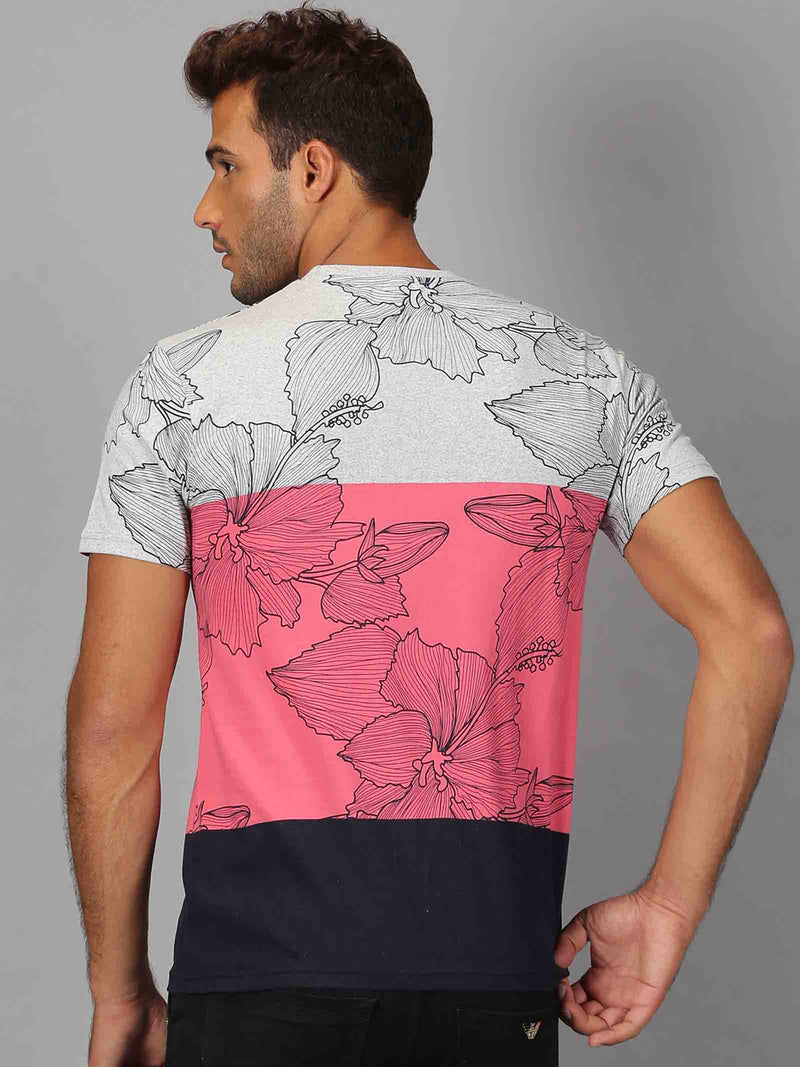 Men MultiColor Printed Round Neck T-Shirt