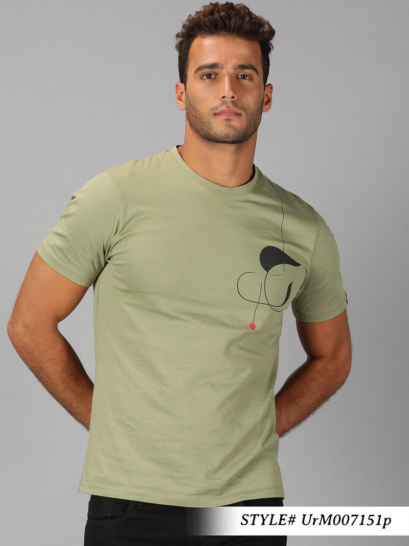 Men Green printed Round Neck T-Shirt