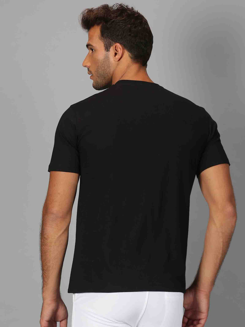 Men Black printed Round Neck T-Shirt