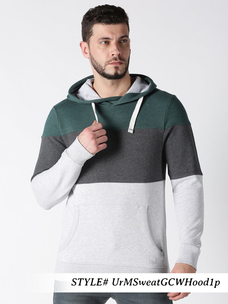Men  MultiColor Color Block Hooded Neck Sweatshirt