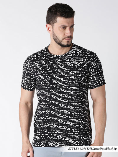 Men Black Printed Round Neck Casual T-Shirt