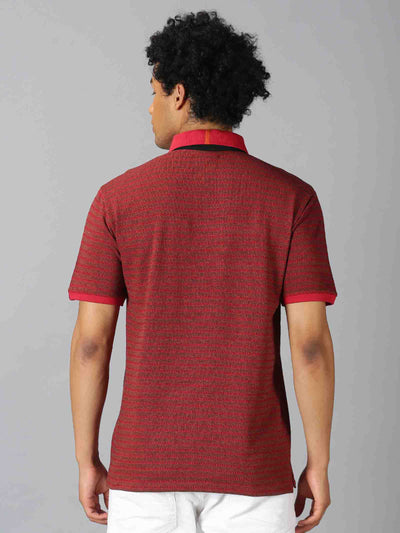 Men Maroon Solid Polo Neck T-Shirt
