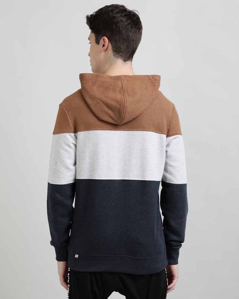 Men  MultiColor Color Block Hooded Neck Sweatshirt