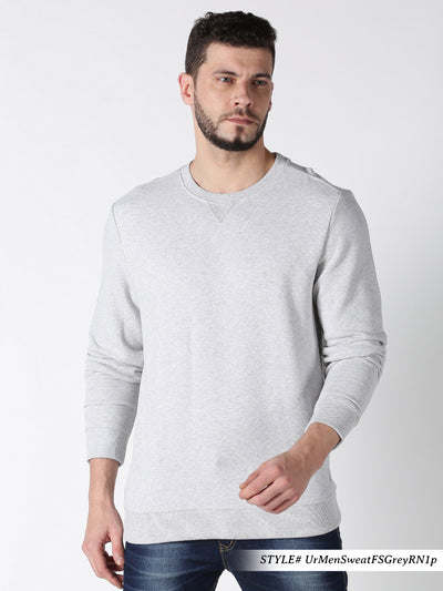 Men Grey Solid  Round Neck Sweatshirt