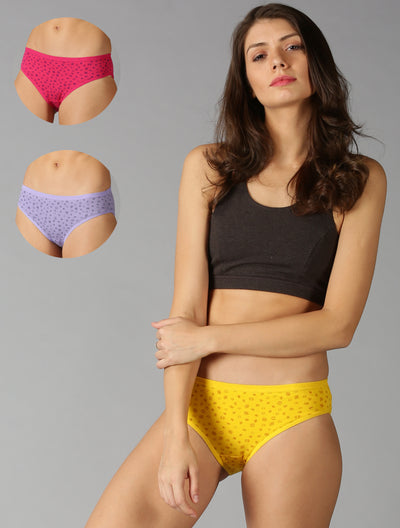 Women MultiColor Cotton Zigzag Printed Combo Panties