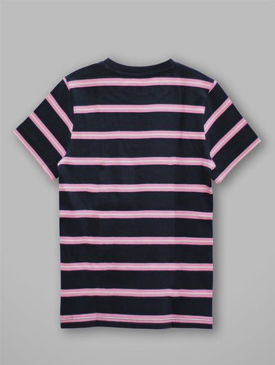 Kids Pink Striped Casual Cotton T-Shirt