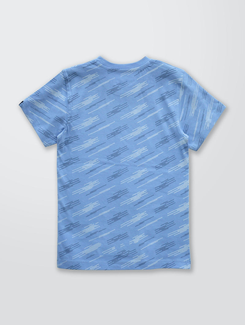 Kids Blue Printed Casual Cotton T-Shirt