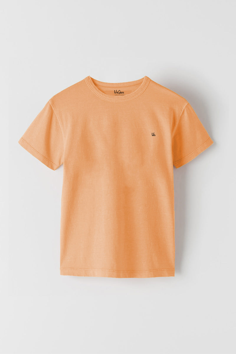 Kids Orange Solid Cotton T Shirt