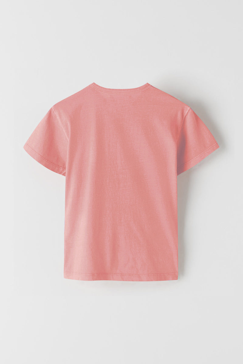 Kids Pink Solid Cotton T Shirt