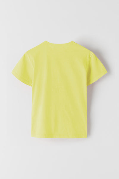 Kids Yellow Solid Cotton T Shirt