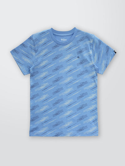 Kids Blue Printed Casual Cotton T-Shirt