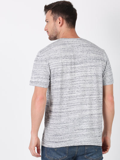 Men Grey Solid Round Neck T-Shirt