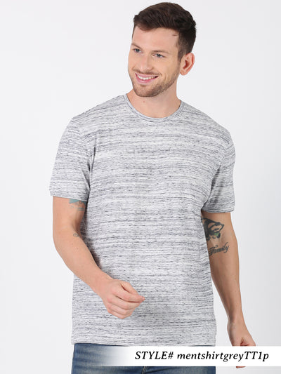 Men Grey Solid Round Neck T-Shirt