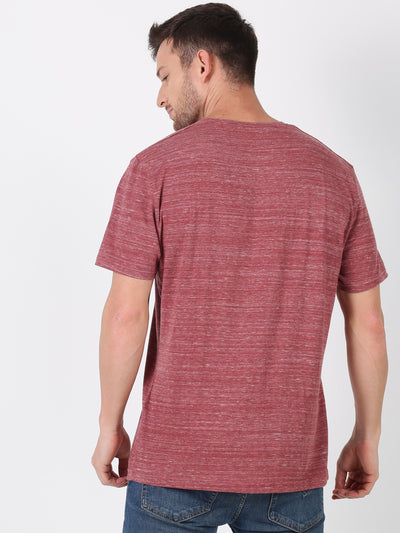 Men Maroon Solid Casual Half Sleeve T-Shirt
