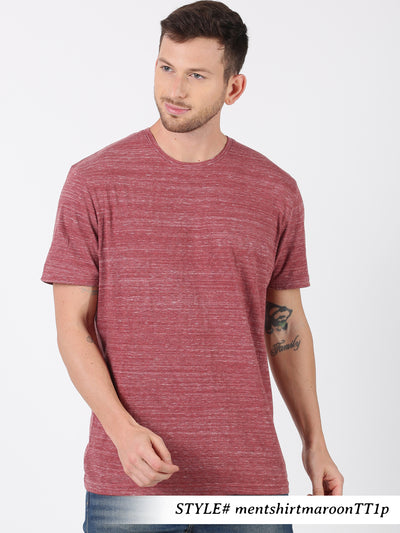 Men Maroon Solid Casual Half Sleeve T-Shirt