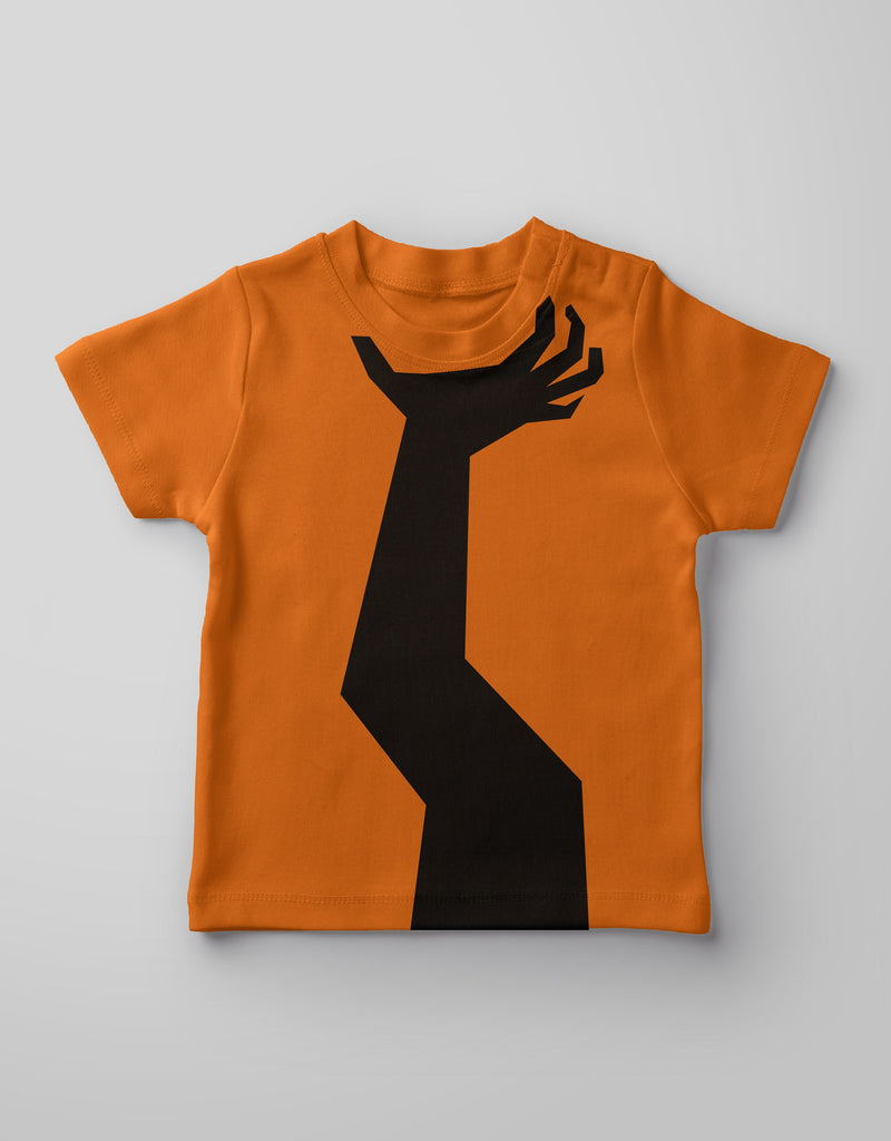 Kids Orange Hand Printed Casual Cotton T-Shirt