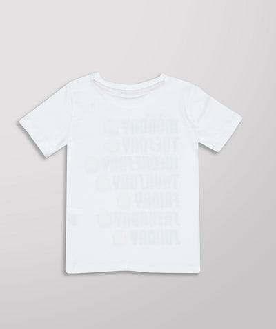 Kids White Days Printed Cotton Casual T-Shirt