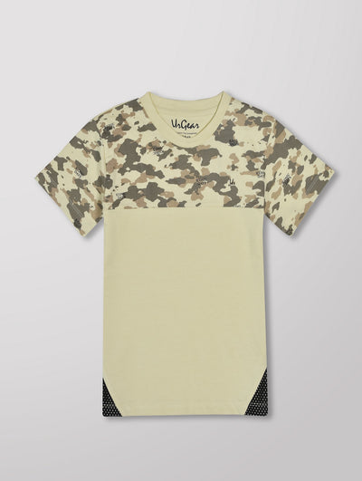 Kids Green Military Printed Casual Cotton T-Shirt
